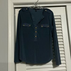 White House Black Market Blue Button-Down Shirt